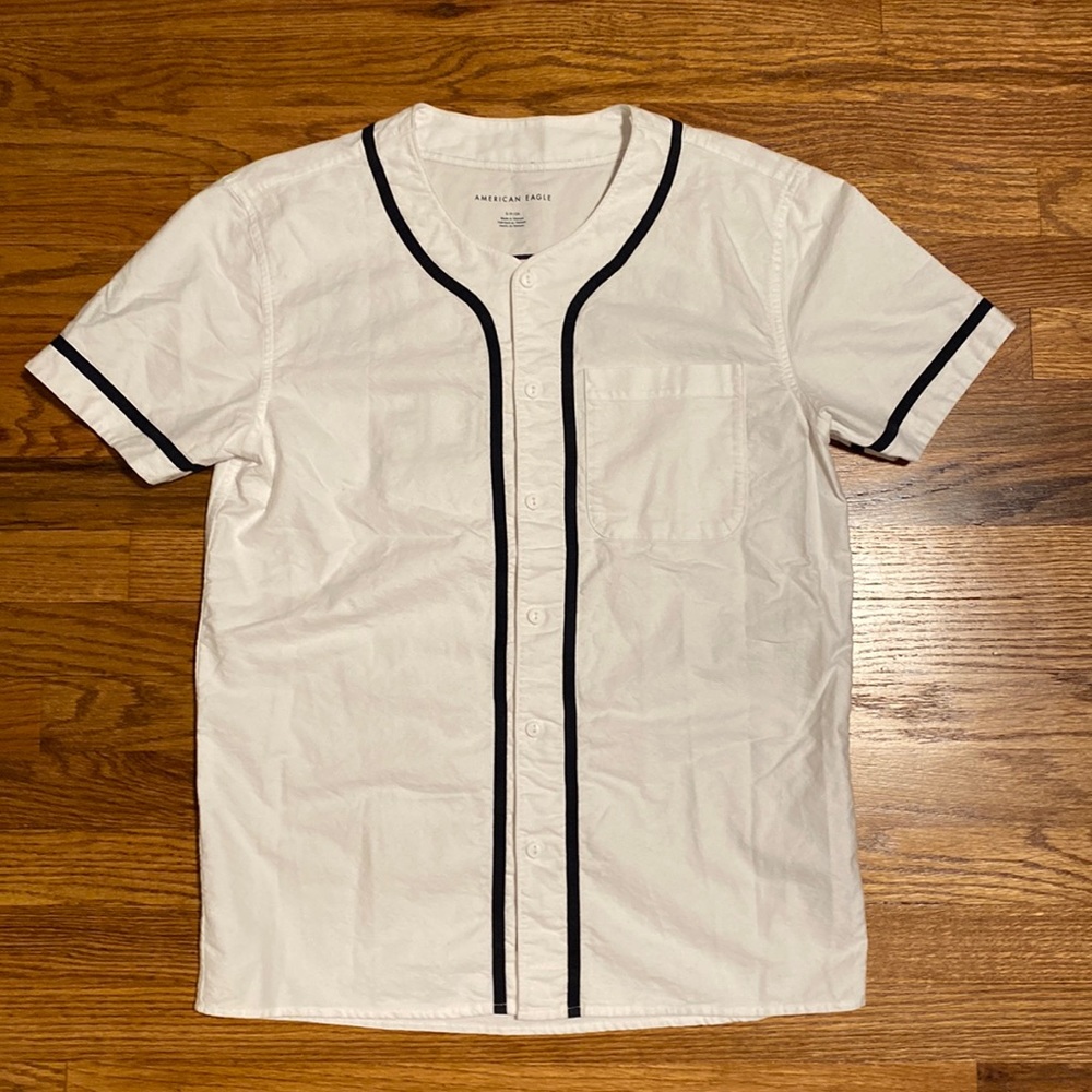 AE baseball button down jersey size S